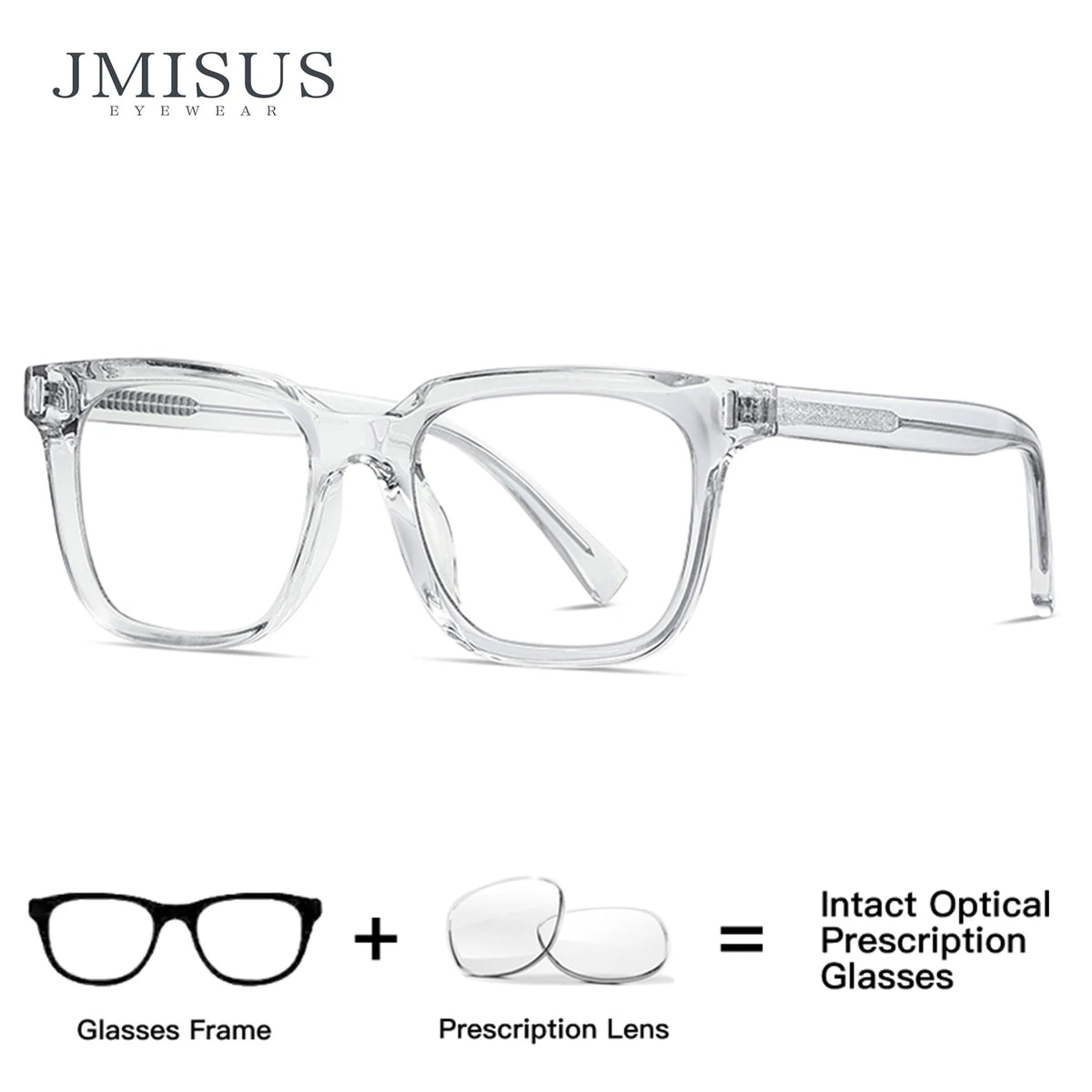 JMISUS Fashion Square Prescription Glasses Women Men Photochromic Progressive Myopia Optical Eyewear Lenses with Custom Recipe